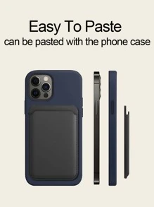 Stick-on PU Leather Card Holder Compatible With Iphone With Adhesive Backing - Black - View 4