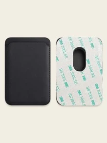 Stick-on PU Leather Card Holder Compatible With Iphone With Adhesive Backing - Black - View 5