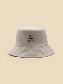 Cherry & Letter Embroidery Bucket Hat - Multicolor - View 3