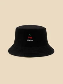 Cherry & Letter Embroidery Bucket Hat - Multicolor - View 2