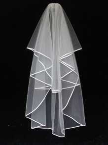 Piping Trim Bridal Veil Wedding Veil For Bride - White - View 5