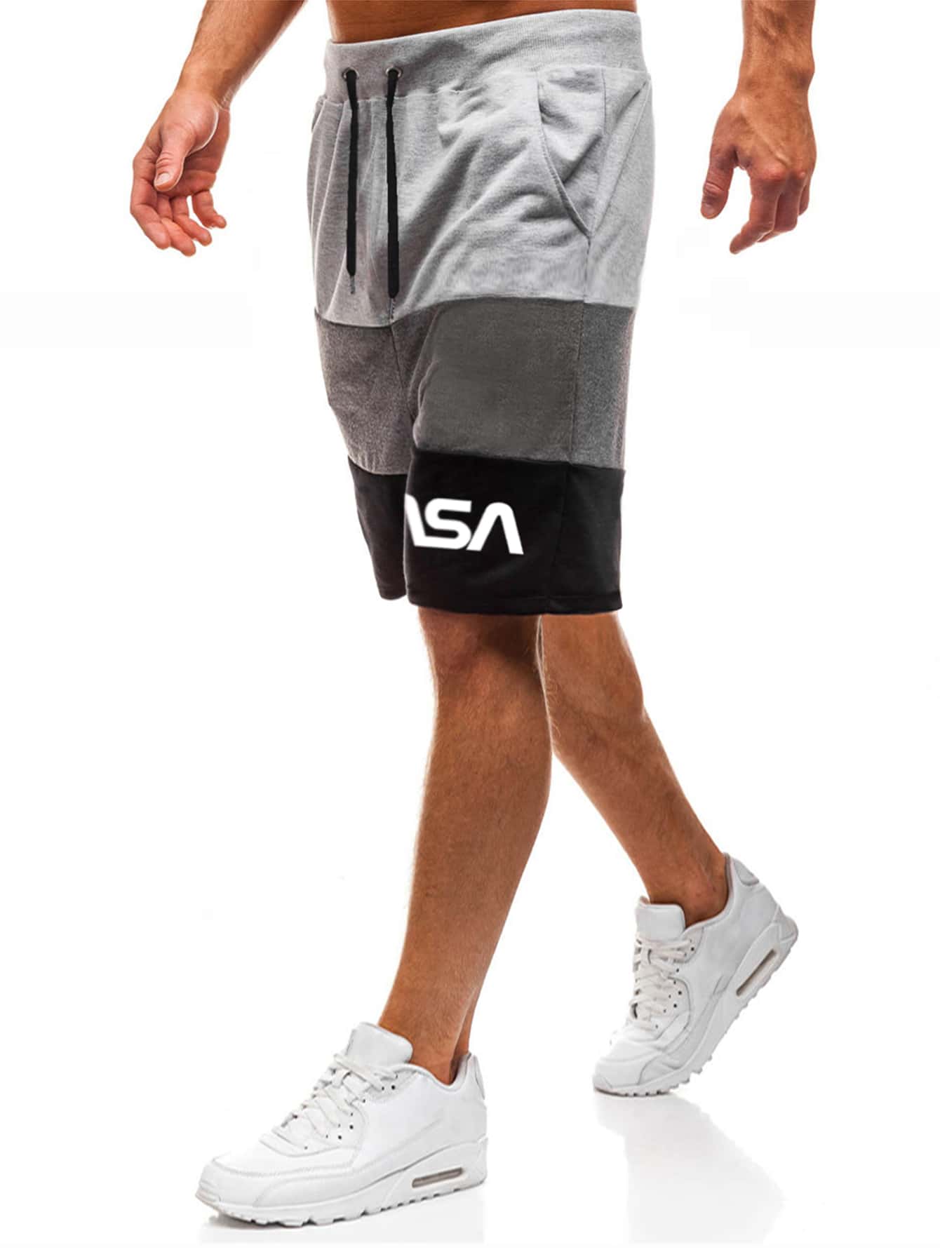 Manfinity Homme Men Colorblock Letter Graphic Track Shorts SHEIN USA