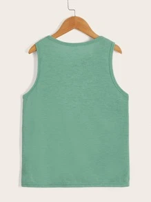 SHEIN Boys Palm Tree Print Tank Top - Mint Green - View 2