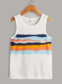 SHEIN Niños Top tank de color combinado - Blanco - Ver 1
