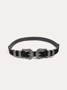 EMERY ROSE Đai tây khóa kép - màu đen - Xem 1