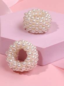 2入組女孩白色珠飾髮帶,適合日常生活或度假髮型