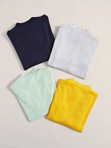 SHEIN Unity 4入組條紋針織小高領T恤 - 彩色 - 查看 3