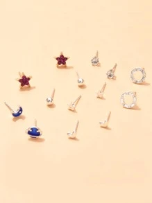 7 cặp rhinestone chi tiết đinh tán tai - Nhiều màu - Xem 3