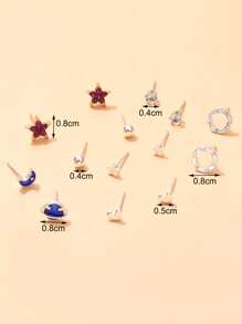 7 cặp rhinestone chi tiết đinh tán tai - Nhiều màu - Xem 4