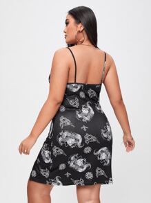 Đầm Plus Size Chia Thú vật Giải trí - màu đen - Xem 2