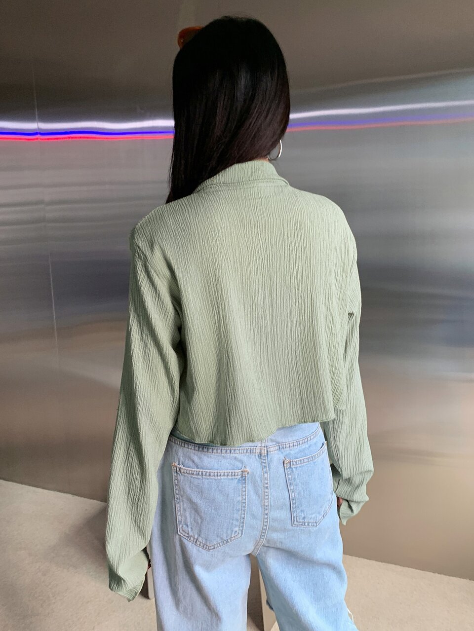 Solid Button Up Shirt