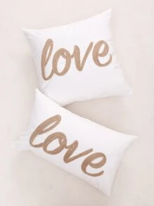 1pc Letter Embroidered Cushion Cover , Modern Throw Pillow Cover, Pillow Insert Not Include, For Sofa, Living Room Without Filler - Multicolor - View 5