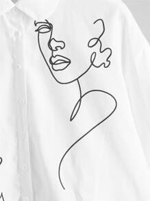 Mulvari 翻領花卉圖案和人像圖案襯衫 - 白色 - 查看 3