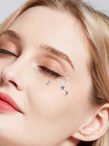 1張月亮形狀面部紋身貼紙 - 彩色 - 查看 2