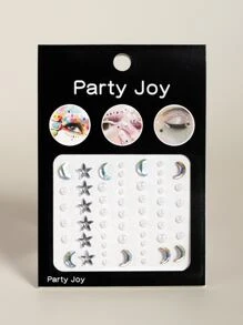 1張月亮形狀面部紋身貼紙 - 彩色 - 查看 3