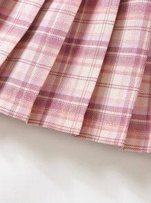 SHEIN Young Girl Tartan Print Pleated Skirt - Multicolor - View 4