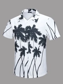 Áo sơ mi Nam Nút phía trước Nhiệt đới Kỳ nghỉ - trắng - Xem 1