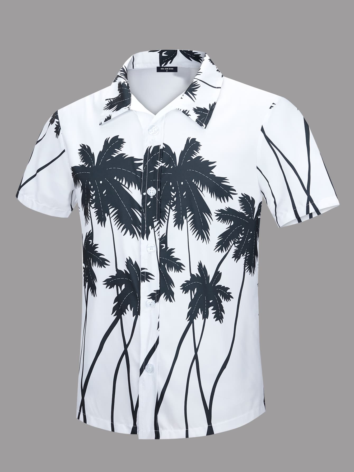 Áo sơ mi Nam Nút phía trước Nhiệt đới Kỳ nghỉ - trắng - Xem 1