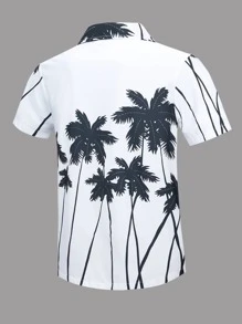 Áo sơ mi Nam Nút phía trước Nhiệt đới Kỳ nghỉ - trắng - Xem 2