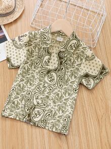 小男童幾何格紋和捲形花紋襯衫 - 彩色 - 查看 1