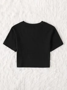 SHEIN Unity Motorcycle & Letter Graphic Tee Graphic Tees Women Tops - Black - View 2