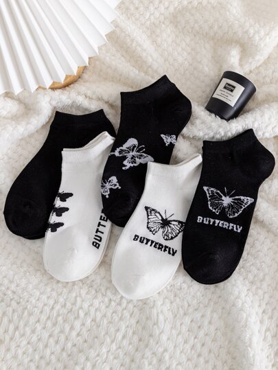 5pairs Butterfly Print Ankle Socks