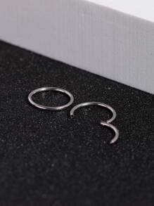 時尚流行男士簡約圈形耳環不銹鋼珠寶禮物和時尚外觀 - 銀色 - 查看 1