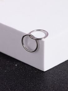 時尚流行男士簡約圈形耳環不銹鋼珠寶禮物和時尚外觀 - 銀色 - 查看 3