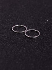 時尚流行男士簡約圈形耳環不銹鋼珠寶禮物和時尚外觀 - 銀色 - 查看 4