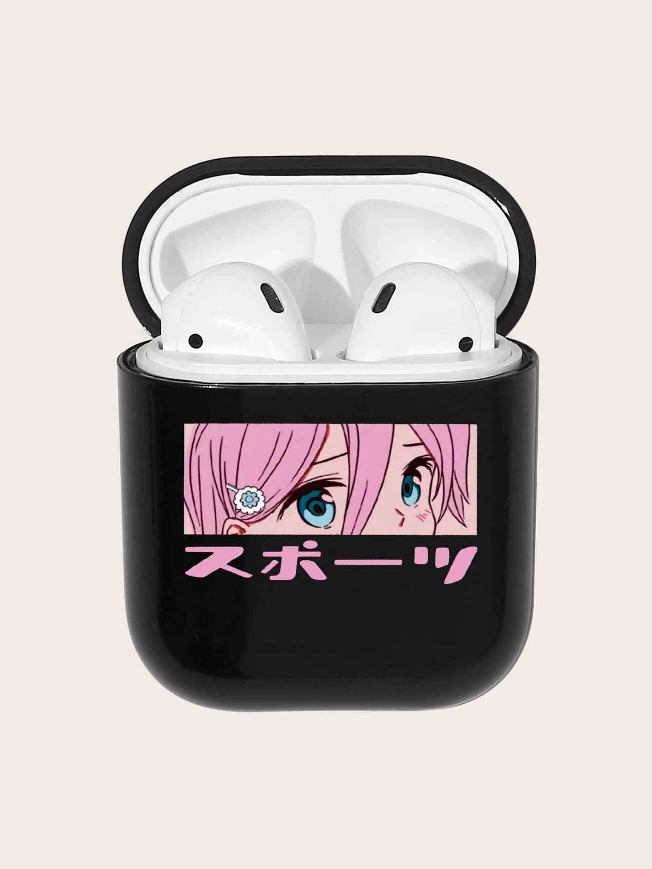 Hộp đựng đồ họa hoạt hình tương thích với Airpods - màu đen - Xem 1