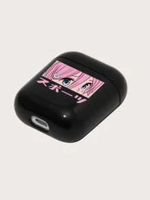Hộp đựng đồ họa hoạt hình tương thích với Airpods - màu đen - Xem 3