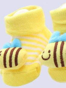 Vớ trang trí hình con ong in sọc cho bé - Màu vàng - Xem 3