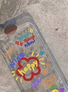 字母圖案透明手機殼 - 無色 - 查看 2