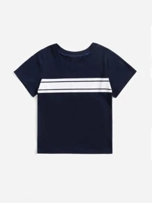 Toddler Boys 1pc Block Striped Tee - Navy Blue - View 1