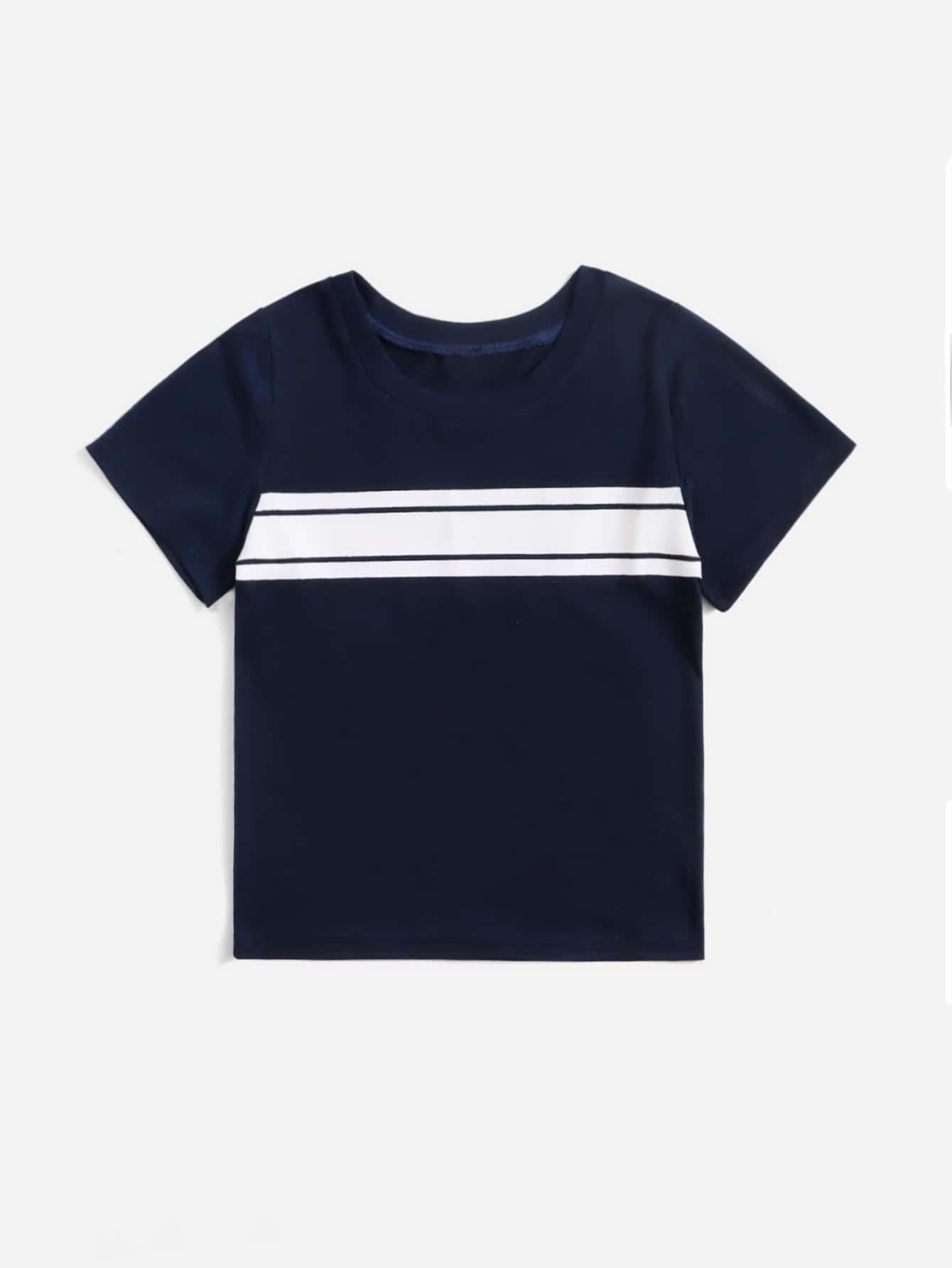 Toddler Boys 1pc Block Striped Tee - Navy Blue - View 1