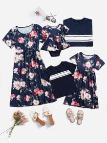 Toddler Boys 1pc Block Striped Tee - Navy Blue - View 3