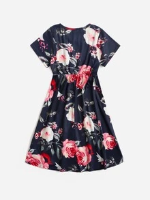 小女童1入組印花連衣裙 - 藏蓝色 - 查看 3