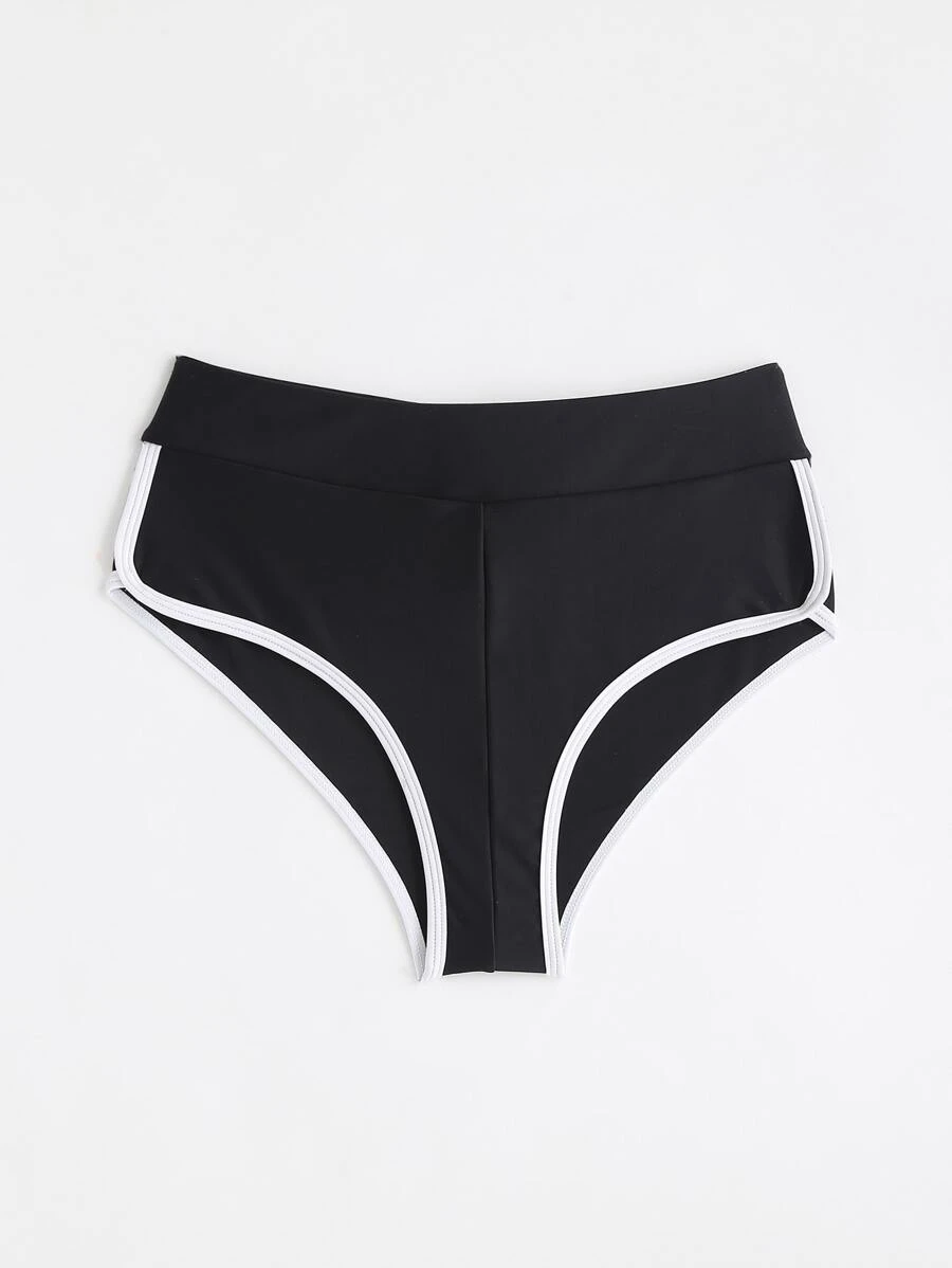 Teen Girls Contrast Binding Beach Panty - Black - View 1