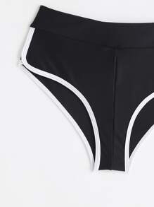 Teen Girls Contrast Binding Beach Panty - Black - View 5