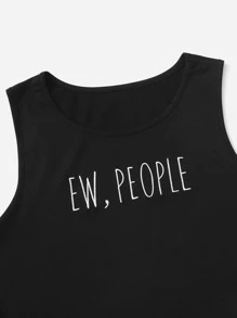 Flirla Plus Letter Graphic Crop Tank Top Graphic Tees Women Tops - Black - View 4