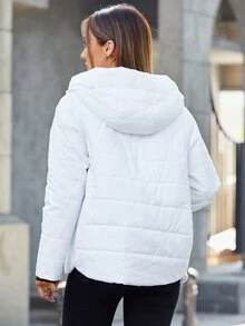 MIEGOFCE Zip Up Hooded Padded Coat For Winter - White - View 3