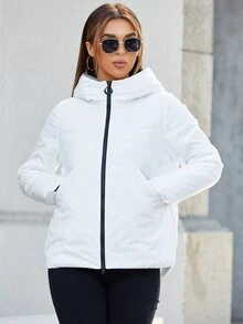 MIEGOFCE Zip Up Hooded Padded Coat For Winter - White - View 4