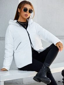 MIEGOFCE Zip Up Hooded Padded Coat For Winter - White - View 7