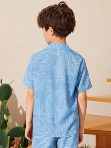 SHEIN 男孩熱帶圖案襯衫