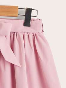 SHEIN Váy Gái Thắt lưng Tương phản ren Viên lá sen Khối Màu Giải trí - Nhiều màu - Xem 3