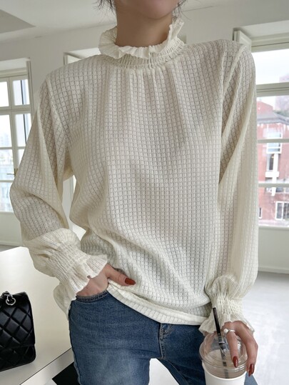 DAZY シール フラウンススリーブ ラッフルネック ブラウス