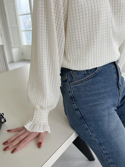 DAZY シール フラウンススリーブ ラッフルネック ブラウス