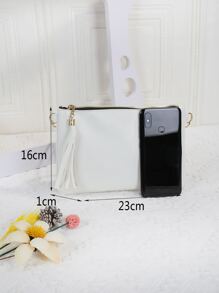 女士时尚简约单肩包，通勤休闲时尚斜挎包 - 白色 - 查看 2