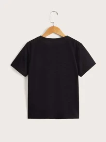 SHEIN Boys Cartoon Print Crew Neck Tee - Black - View 2