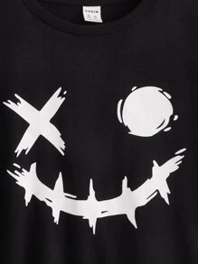 SHEIN Boys Cartoon Print Crew Neck Tee - Black - View 3